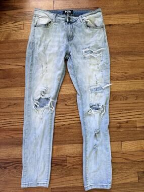 FBRK Distressed Light Wash Slim Jeans Size 32x31